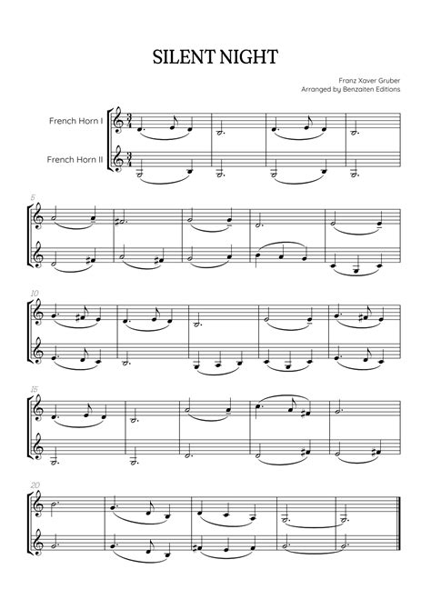 Silent Night For French Horn Duet • Easy Christmas Song Sheet Music