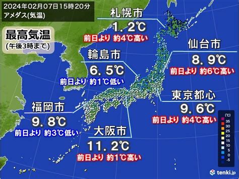 関東は寒さ解放 明日は更に日差し暖か 日本海側は雪や雨も 来週、春が急接近気象予報士 石榑 亜紀子 2024年02月07日 日本気象