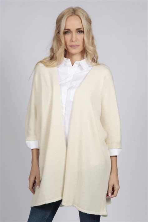 Cream White Pure Cashmere Duster Cardigan Italy In Cashmere Us