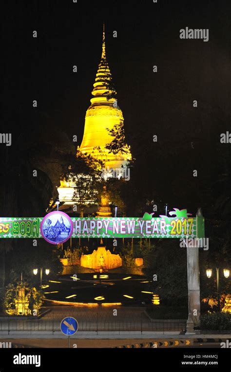 Wat Phnom Illuminated at Night, Phnom Penh, Cambodia. credit: Kraig ...