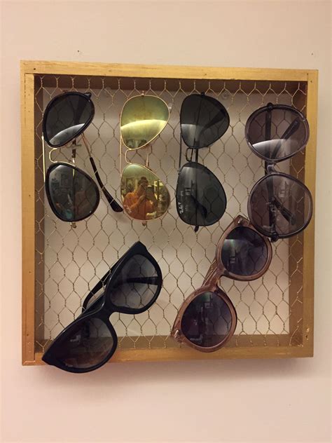 Diy Sunglasses Organizer Made From A Chicken Wire Shadow Box That I