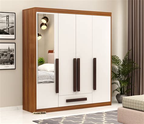 Buy Barry Door Wardrobe With Mirror Exotic Teak Frosty White Online