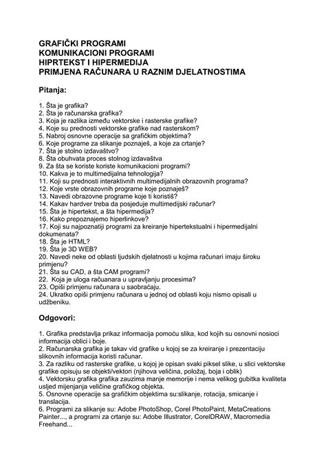 Pitanja Za Razred Pdf