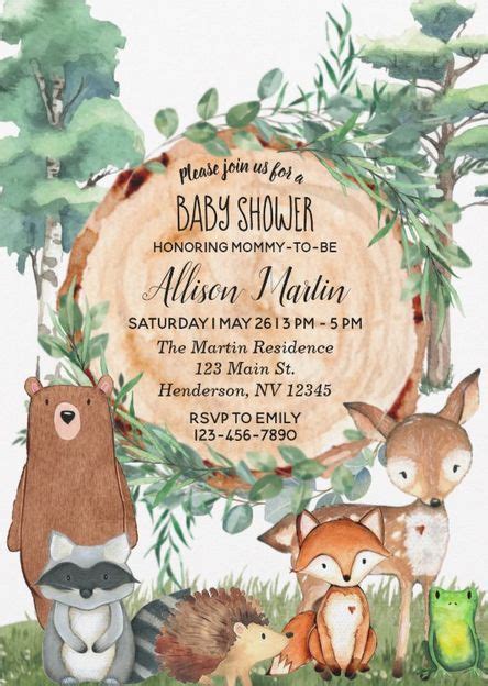 Woodland forest baby shower ideas invitations – Artofit