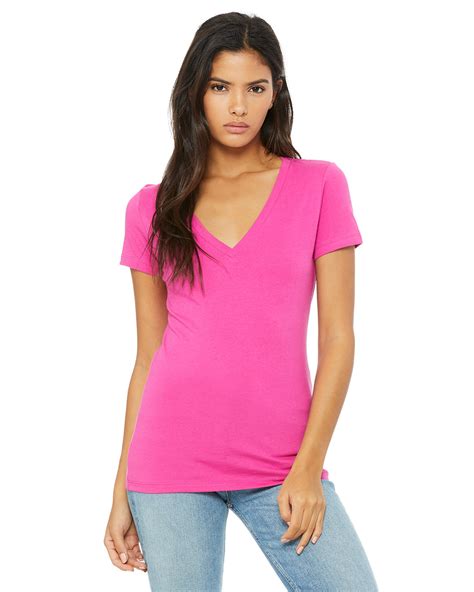 Bella Canvas Ladies Jersey Short Sleeve Deep V Neck T Shirt