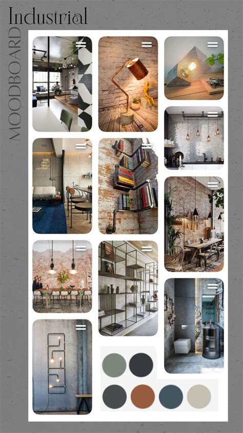 MoodBoard Industrial | Industrial living room design, Cafe interior ...