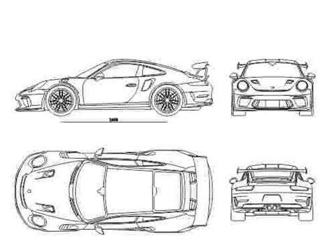 Porsche 911 GT3 RS Wiessach 2018 2D Drawing Blueprints Ask A