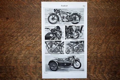 Antique Motorcycle Print Der Neue Brockhaus Lithograph Etsy Canada