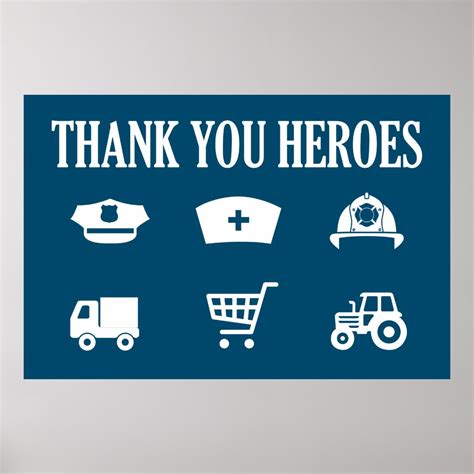 Thank You Heroes | First Responders Poster | Zazzle