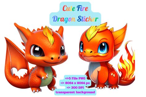 Cute Fire Dragon Clipart 3d Render 5png Graphic By Mancreative · Creative Fabrica