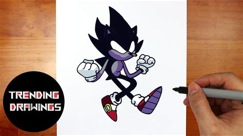 Cómo dibujar el personaje FNF MOD Dark Sonic Super Sonic Smackdown