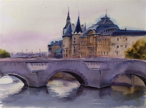 Paris Stadtbild Original Aquarell Paris Wandkunst Paris Etsy