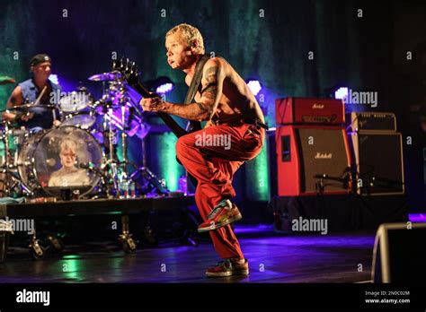 Flea Right And Chad Smith Of The Red Hot Chili Peppers Performs At The Theatre At Ace Hotel On