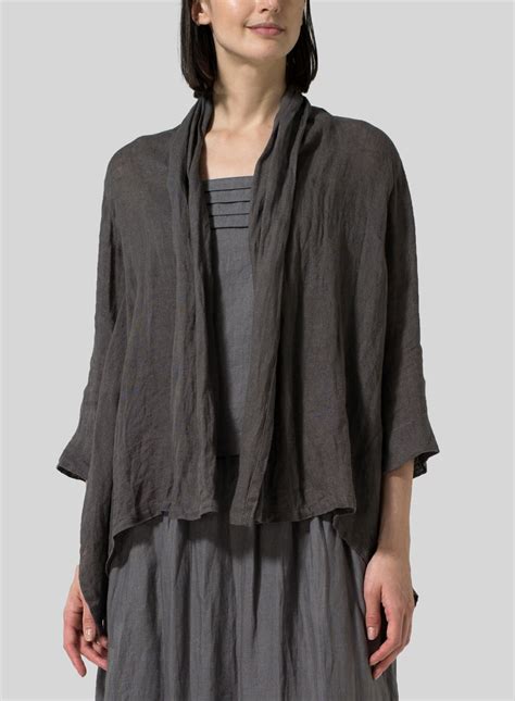 Gauze Linen Shawl Collar Jacket