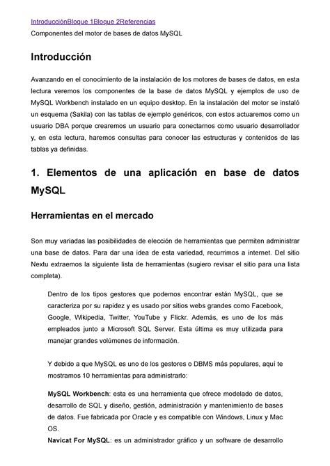 M1L2 Componentes Del Motor De Bases De Datos My SQL