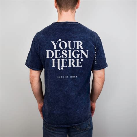 Colortone 1300 Navy Mockup C1300 Back Of Shirt Male Model Mock Up