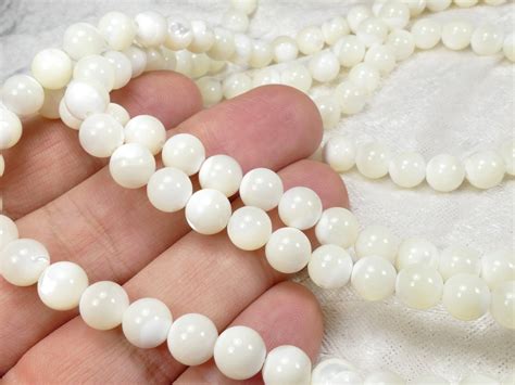 7 7 8mm X25 Perles De Nacre Blanche Ivoire Naturelle En Boule Lisse