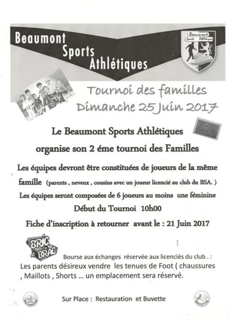 Tournoi Des Familles Beaumont Sports Athl Tiques