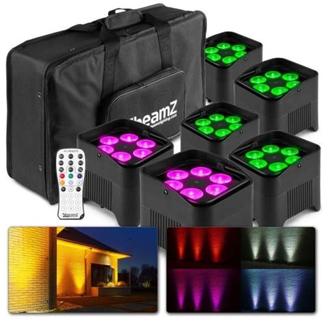 Beamz Bbp S Set Van Accu Uplights Met W Led S En Tas Flightbag