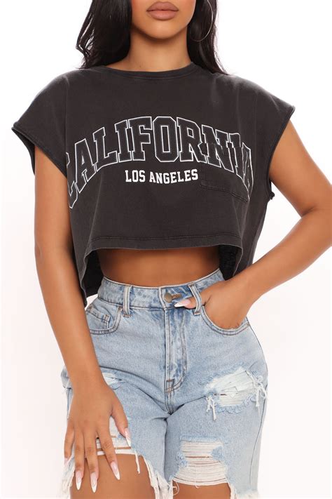 California S Got My Heart Crop Top Black Wash Fashion Nova Screens Tops And Bottoms