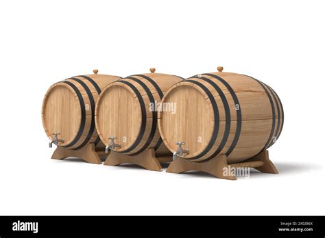 Wooden Barrels Arrayed With Perspective View Stock Photo Alamy