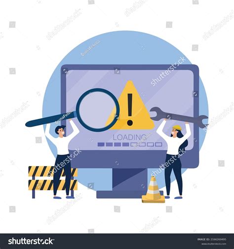 System Update Tiny Programmers Upgrading Operating Stock Vector