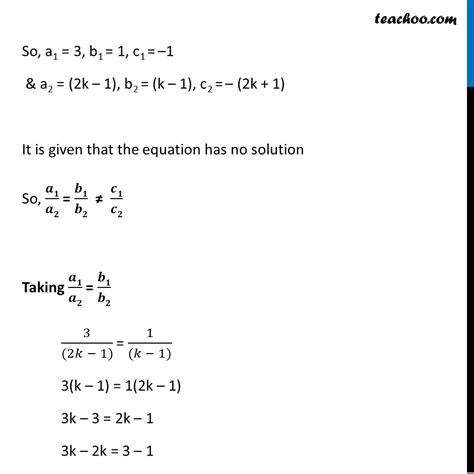 For Which Value Of K Will The Pair Of Linear Equations Have No Solutio