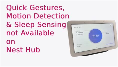 Quick Gestures, Motion Detection & Sleep Sensing not Available on Nest Hub