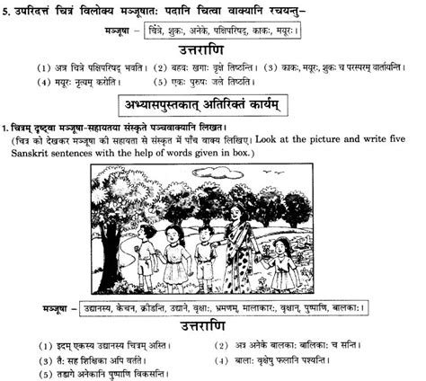 Class 10 Sanskrit Grammar Book Solutions चित्राधारितम् वर्णनम् Learn Cbse