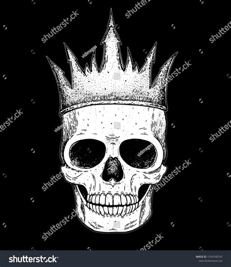 Skull King Hand Drawn Illustration Tattoo Stock Vector Royalty Free