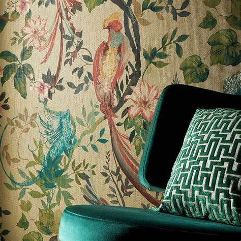 Bird Sonnet Mural By 1838 Wallcoverings Lacquer Mural Wallpaper