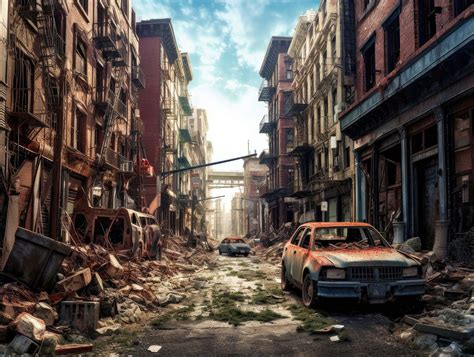 Ruined And Abandoned Post Apocalyptic New York City Free Stock Photo