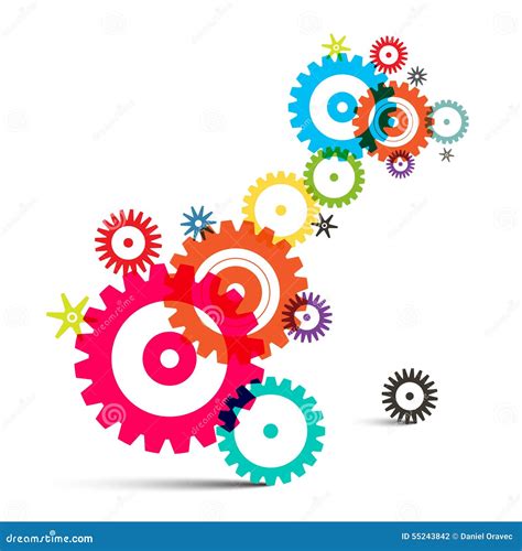 Cogs And Gears Icon Set, Mechanism Or Machinery Symbol Cartoon Vector ...