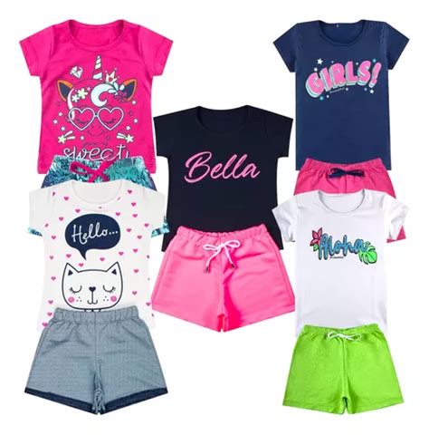 Kit Lote 5 Conjunto De Menina Roupa Infantil Feminino Verão Frete grátis