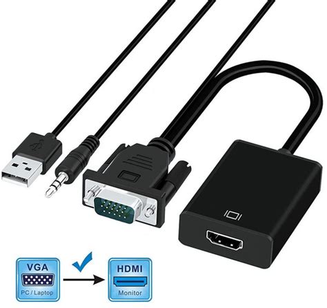 Конвертер адаптер с VGA на HDMI + аудио 3.5мм 1080 VGA2HDMI переходник ...