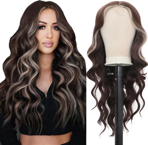 Amazon Starluck Ombre Brown Mixed Blonde Highlight Long Wavy Wig