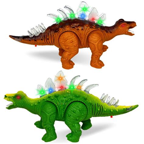 Dinossauro De Brinquedo Estegossauro Anda Emite Som Luz Led F114