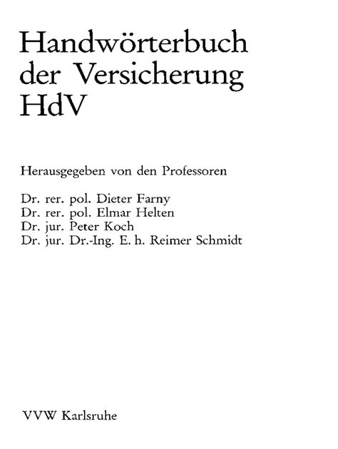 Ausfüllbar Online epub ub uni muenchen Handwrterbuch der Versicherung