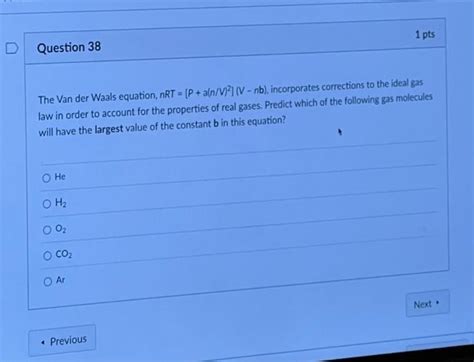 Solved The Van Der Waals Equation NRT P A N V 2 Vnb Chegg