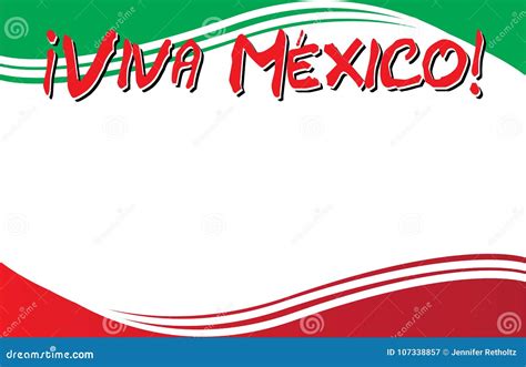 Viva Mexico Postcard With Mexican Flag Background Stock Vector