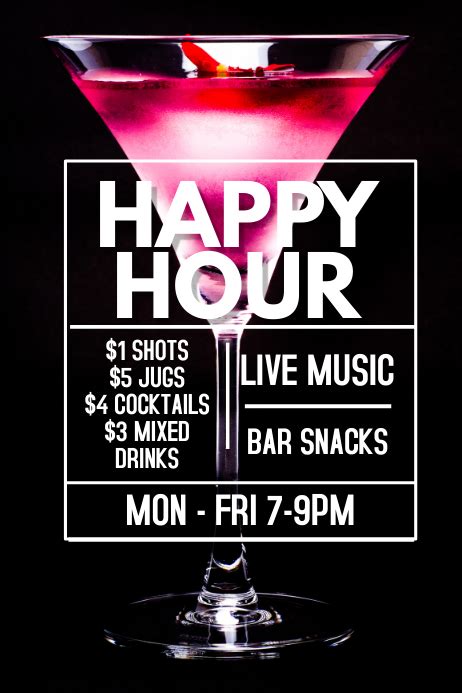 Happy Hour Bar Promo Poster Template Postermywall