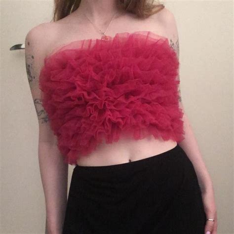 Hot Pink Ruffle Bandeau Top Such A Beautiful Depop