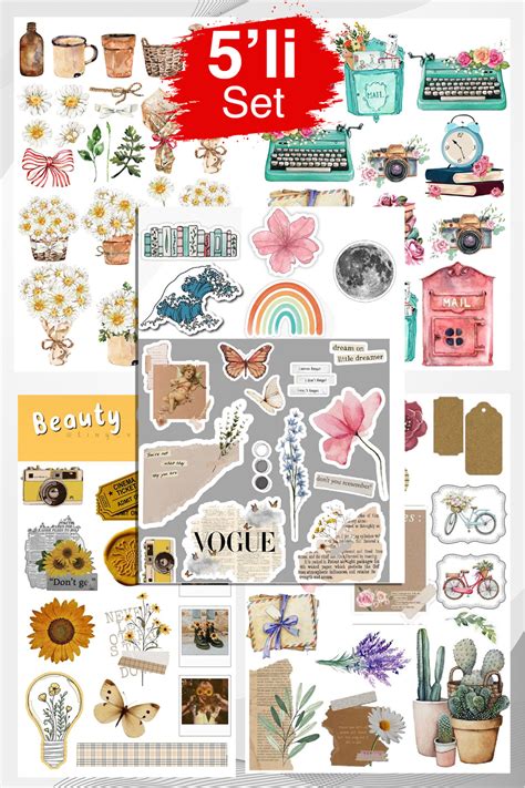 Liyacraft Vintage Oklu Sticker Seti Planner Ajanda Bullet Journal In