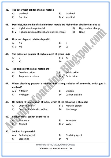 Entry Test Mcq S And Notes For Xi And Xii Chemistry Mcq S