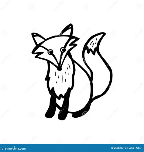 Doodle Hand Drawn Cute Fox Stock Vector Illustration Of Cartoon 250533716