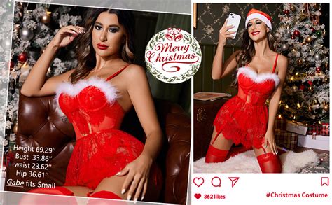 Avidlove Women Christmas Garter Lingerie Sexy Lace Babydoll With