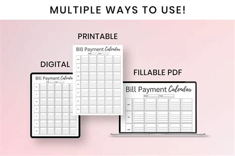 Free Printable Bill Payment Calendar Printable Calendar