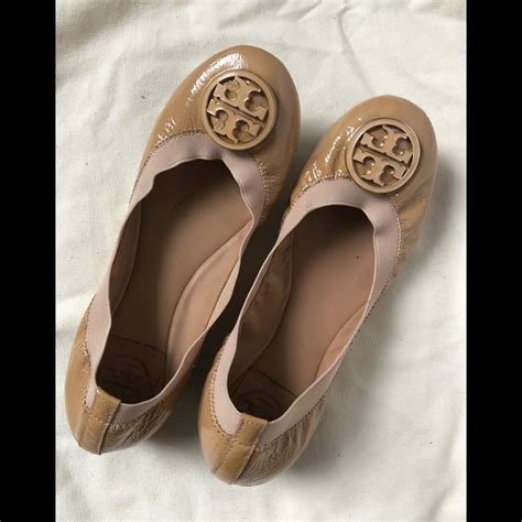 Tory Burch Caroline Flats Nude Patent 6 5 Gem