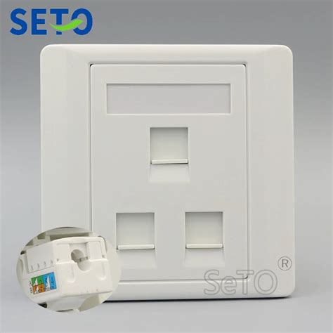 Seto 86 Type Three Ports Gigabit Rj45 Cat6 Network Lan Wall Plate Socket Keystone Faceplate