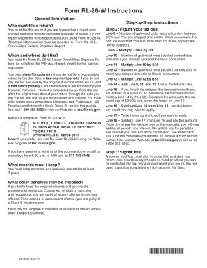 Fillable Online Tax Illinois Form RL 26 W Instructions Illinois